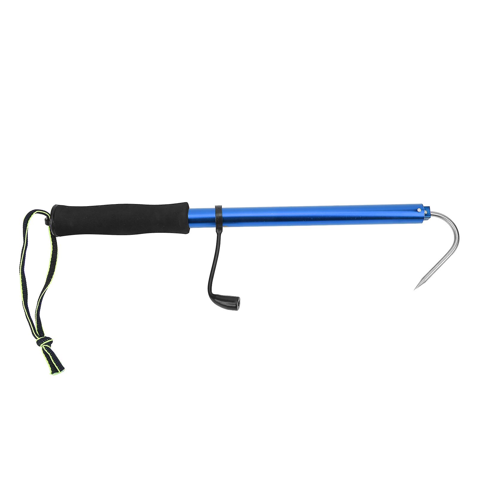 Portable Telescopic Sea Fishing Gaff Aluminum Alloy Pole With Stainless Steel Spear Hookblue 120cm