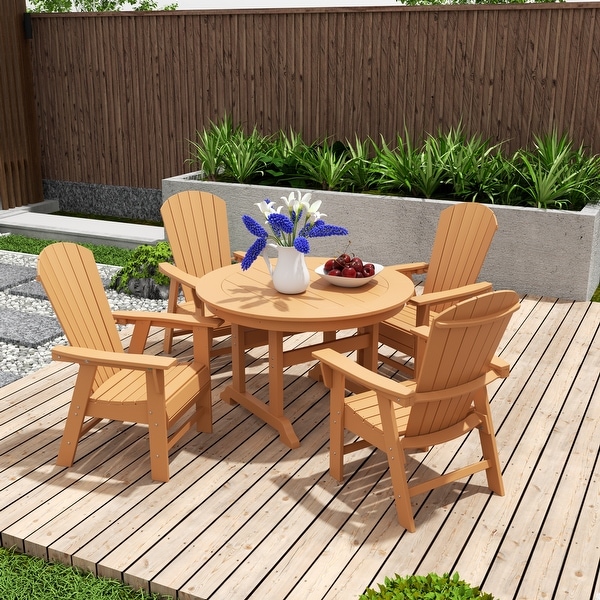 Polytrends Altura 5Piece Round Poly EcoFriendly All Weather Outdoor Dining Set