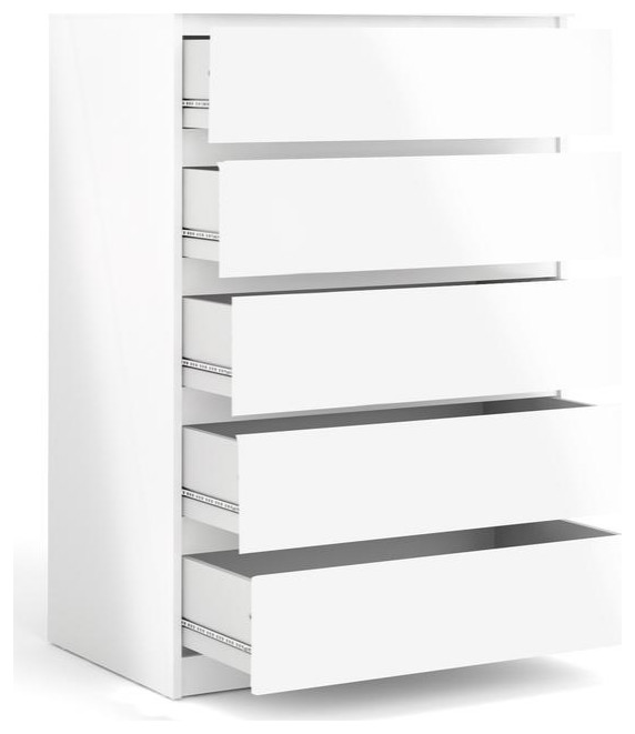 5 Drawer Chest White High Gloss   Modern   Accent Chests And Cabinets   by Homesquare  Houzz