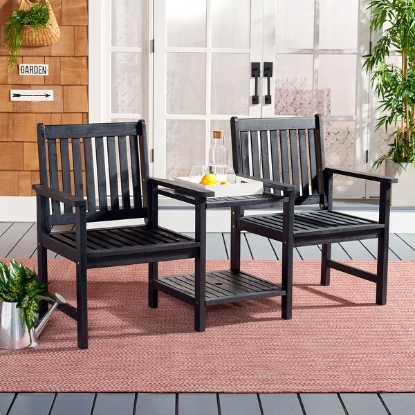 SAFAVIEH Brea Outdoor Solid Wood Twin Seat Bench