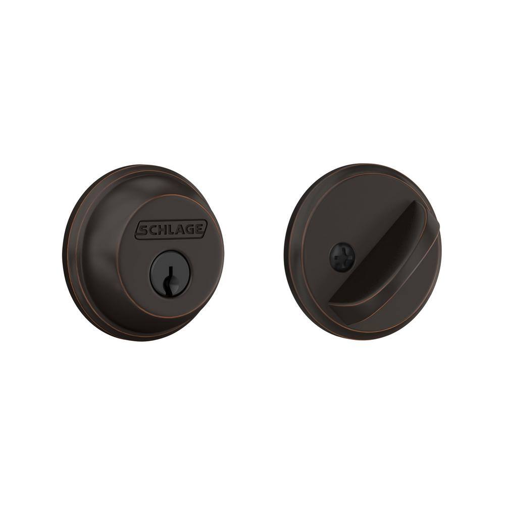 Schlage B60 Series Aged Bronze Single Cylinder Deadbolt Certified Highest for Security and Durability B60.N.G.716