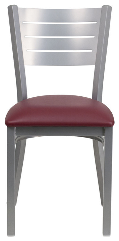 HERCULES Series Silver Slat Back Metal Restaurant Chair  Burgundy Vinyl Seat   Contemporary   Dining Chairs   by Beyond Design  ampMore  Houzz