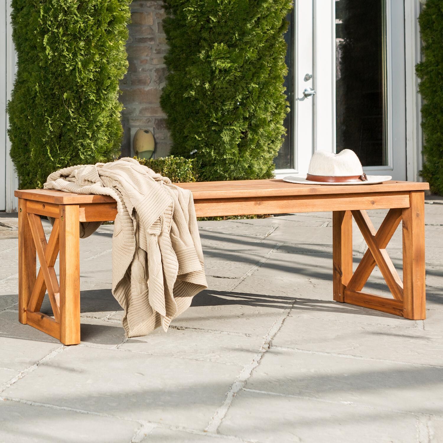 Ultimate Patio Camille Way 53 Inch Acacia Backless Patio Bench