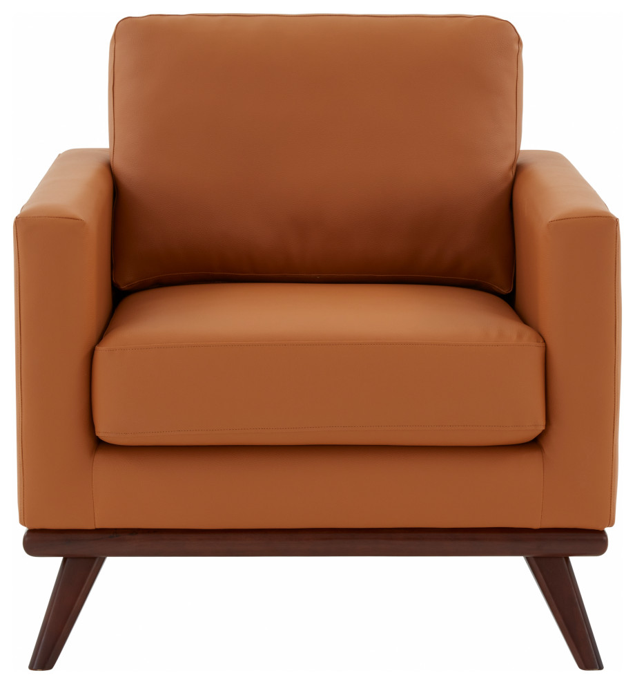 LeisureMod Chester Mid Century Modern Faux Leather Accent Arm Chair   Midcentury   Armchairs And Accent Chairs   by LeisureMod  Houzz