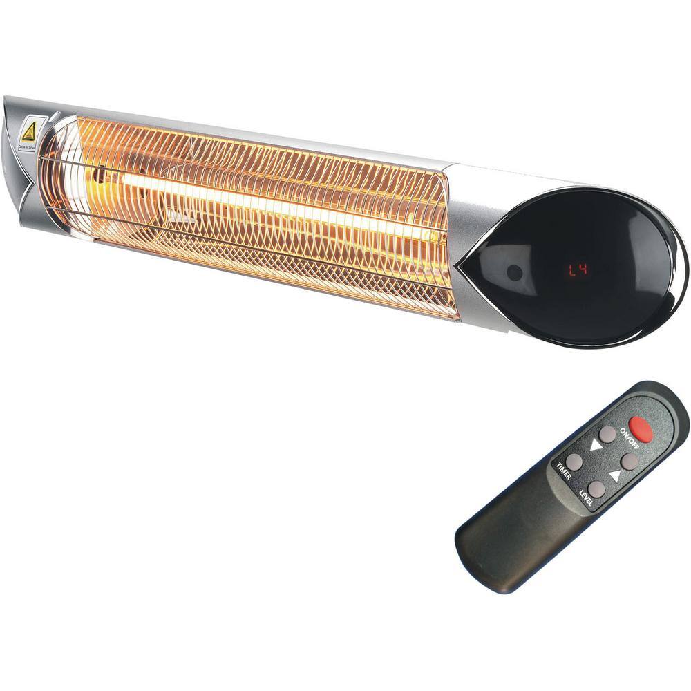 Hanover 35.4 in. 1500-Watt Infrared Electric Patio Heater with Remote Control in Silver HAN1051IC-SLV