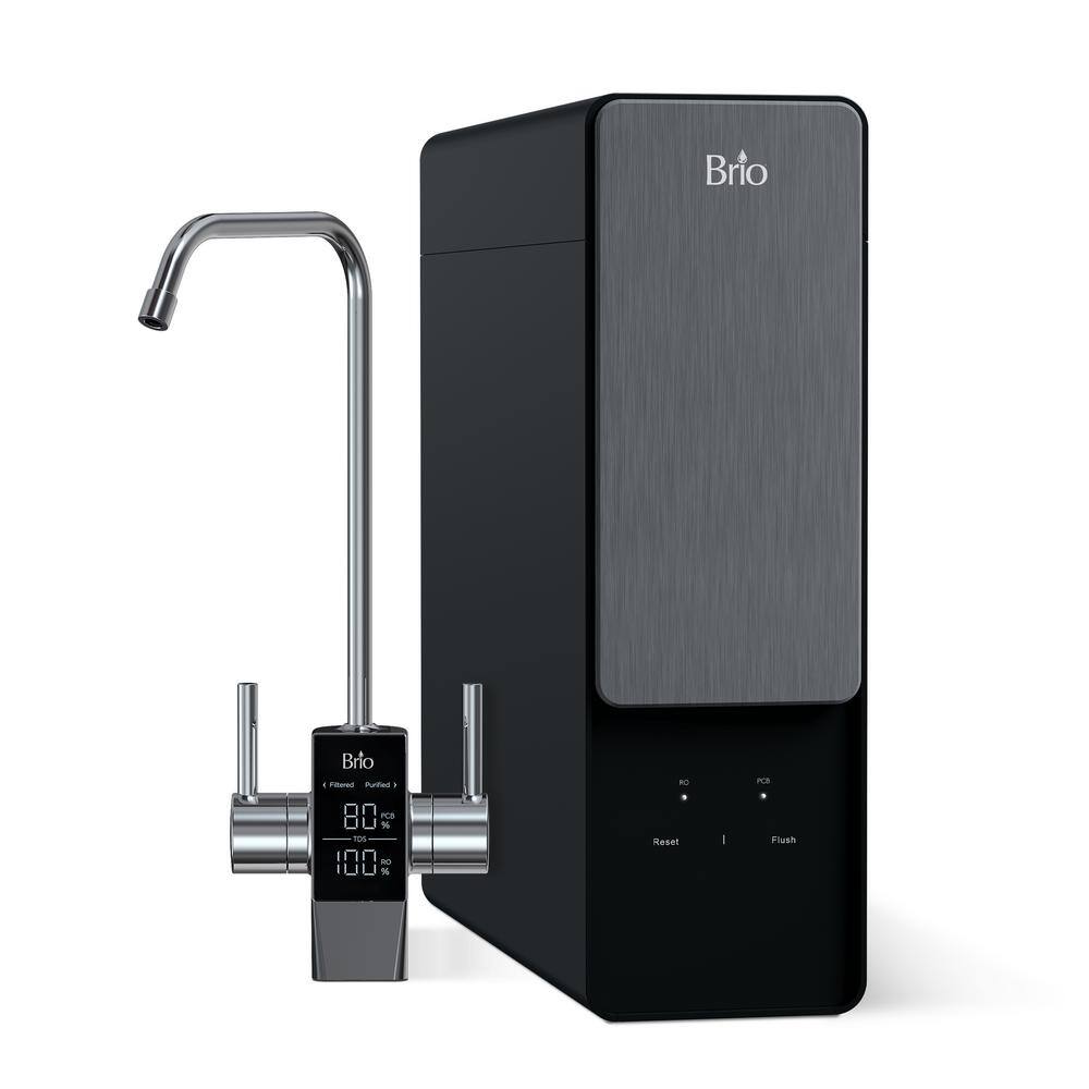 Brio Aquus Reverse Osmosis Tank Less Water Filtration System with Smart Faucet 800 Gallons Per Day 2:1 Pure to Drain TROE800COL