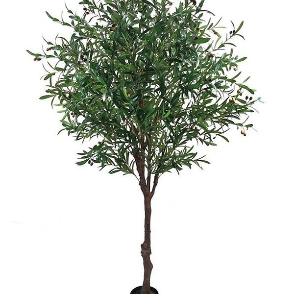 7.5ft Artificial Olive Tree Plant in Black Pot