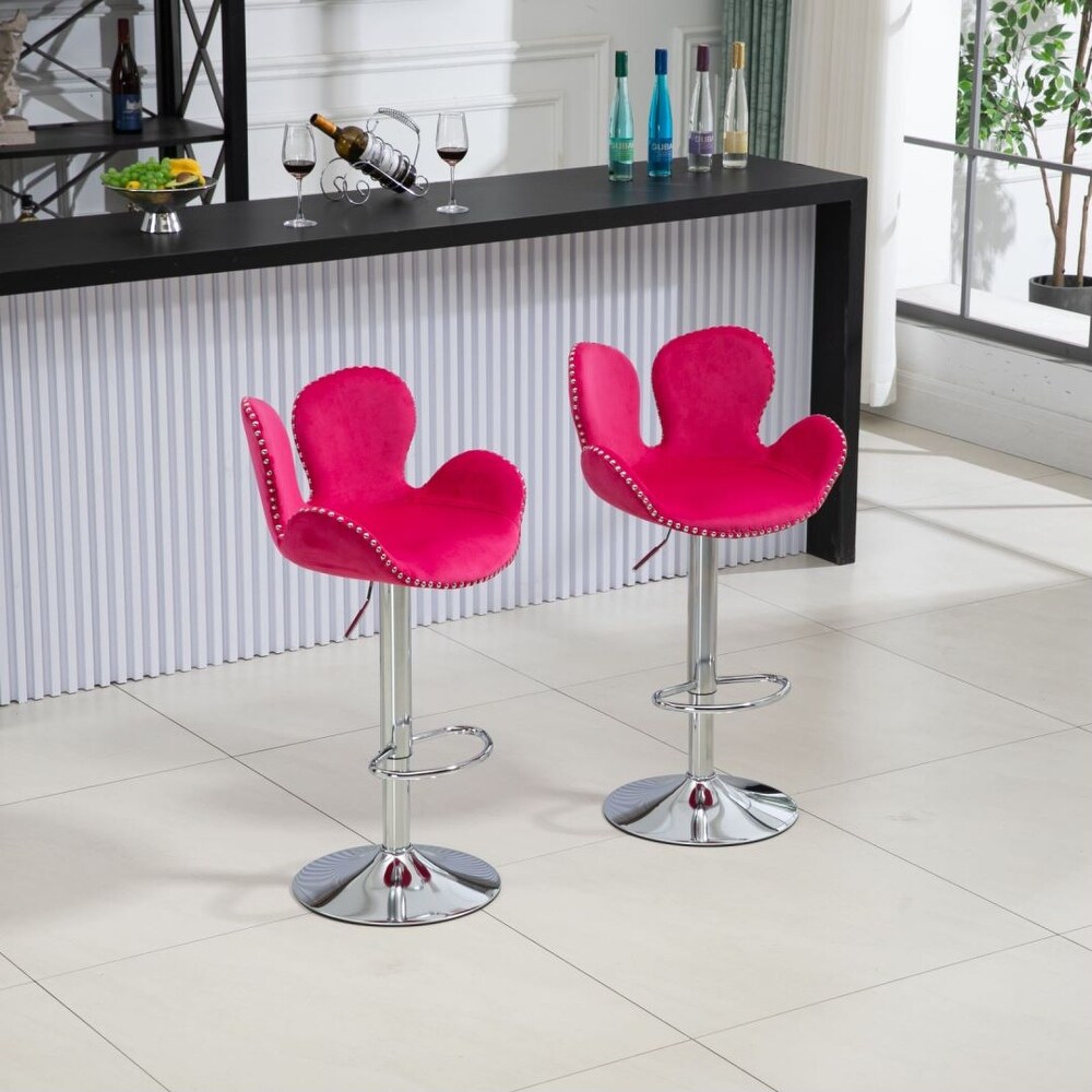 Flower Shape Swivel Barstool Set of 2 Adjusatble Dining Room Kitchen