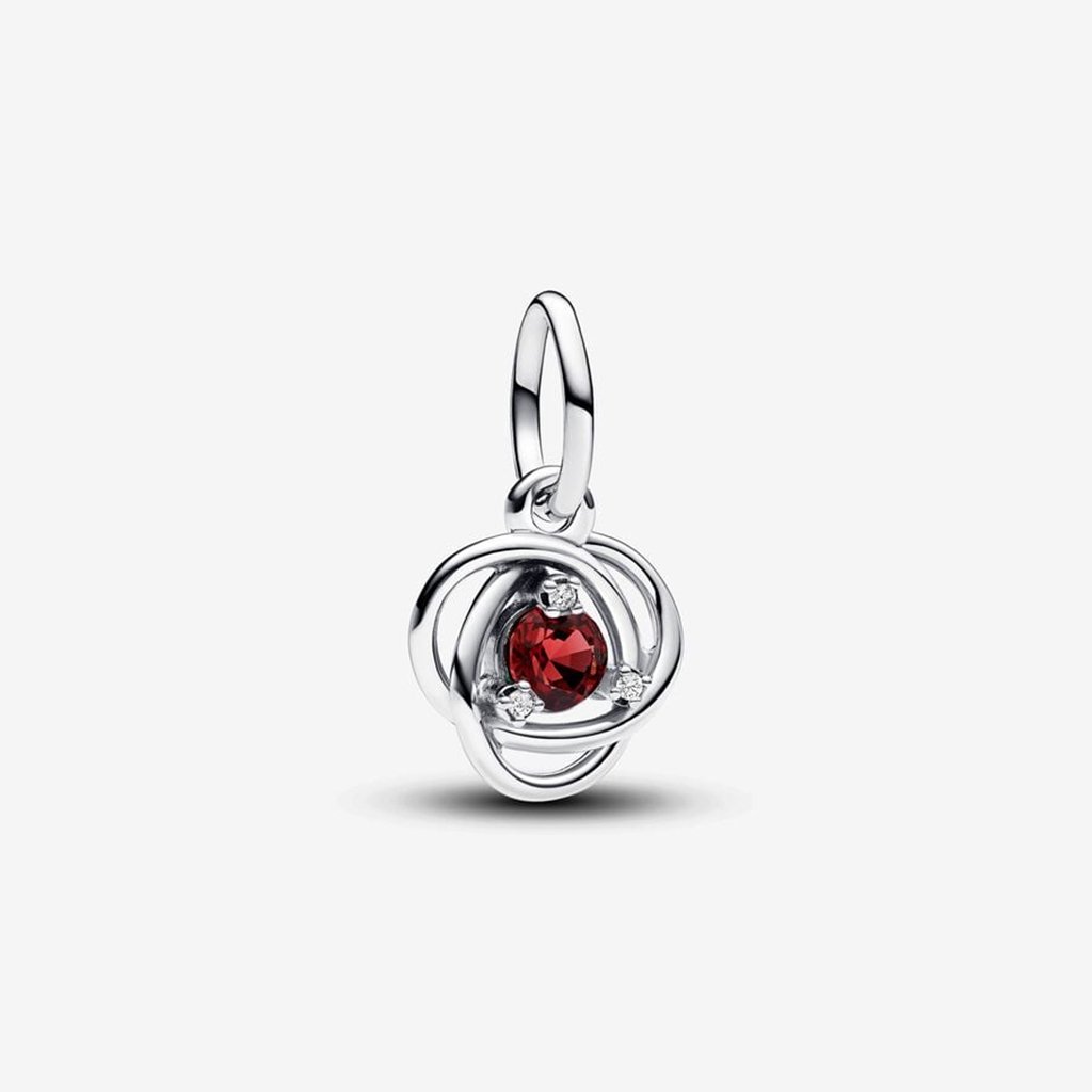 PANDORA  July True Red Eternity Circle Dangle Charm - Sterling Silver