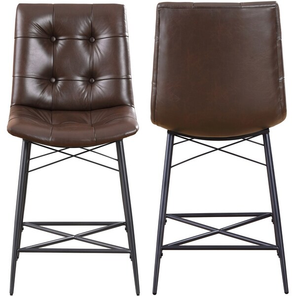 Modern Tufted Design Brown Counter Height Dining Stools (Set of 2)