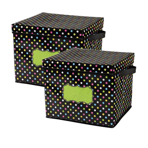 Teacher Created Resources Chalkboard Brights Storage Box With Lid Pack Of 2