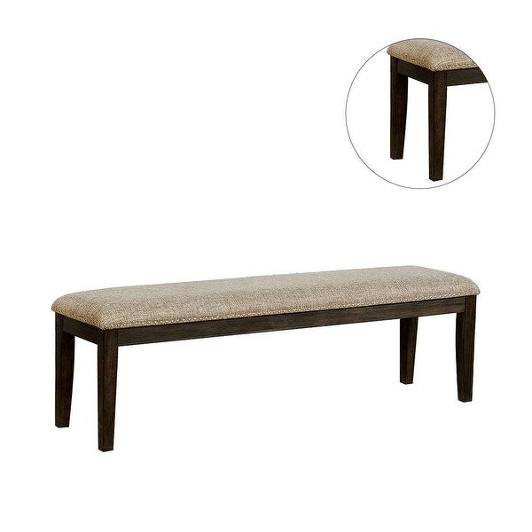 Transitional Style Padded Dining Bench in Espresso and Warm Gray