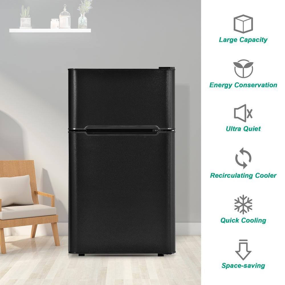 Homcom 32 cu ft Retro Mini Fridge in Black with Freezer