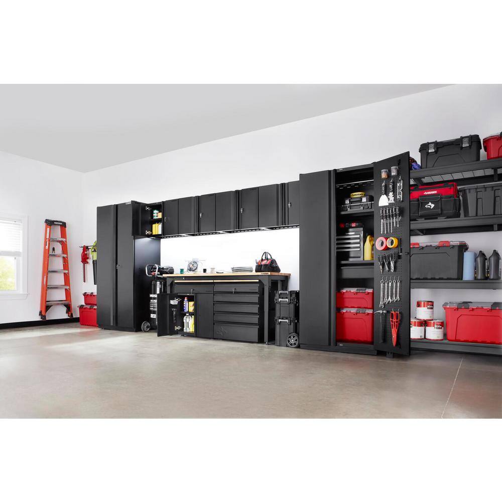 Husky 9-Piece Heavy Duty Welded Steel Garage Storage System in Black (184 in. W x 81 in. H x 24 in. D) HTC921141