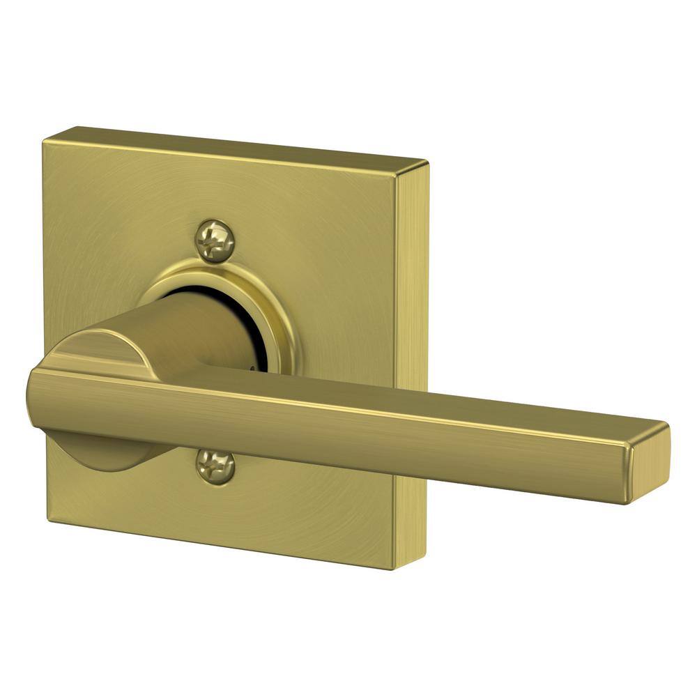 Schlage Latitude Satin Brass Passage HallCloset Door Handle with Collins Trim F10 V LAT 608 COL