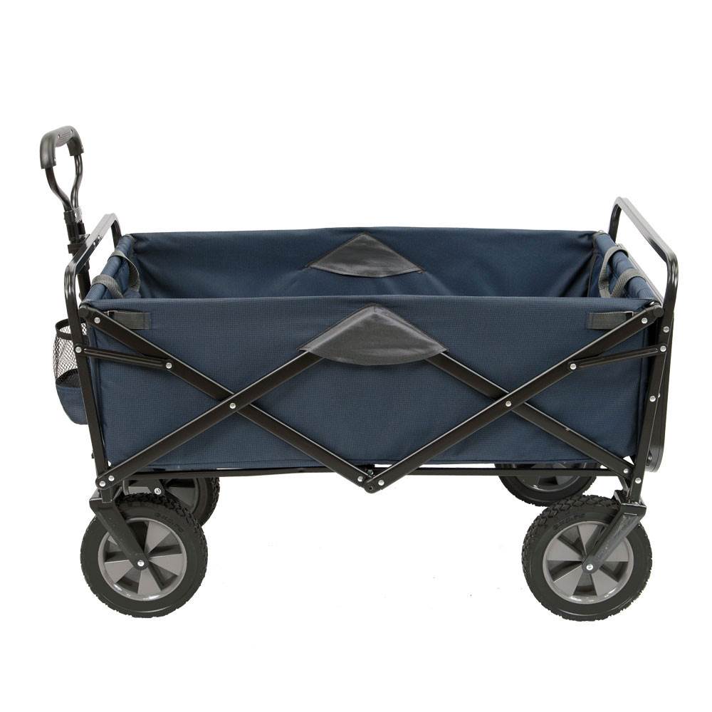 Mac Sports Collapsible Outdoor Garden Utility Wagon Cart w/ Table, Navy (2 Pack)