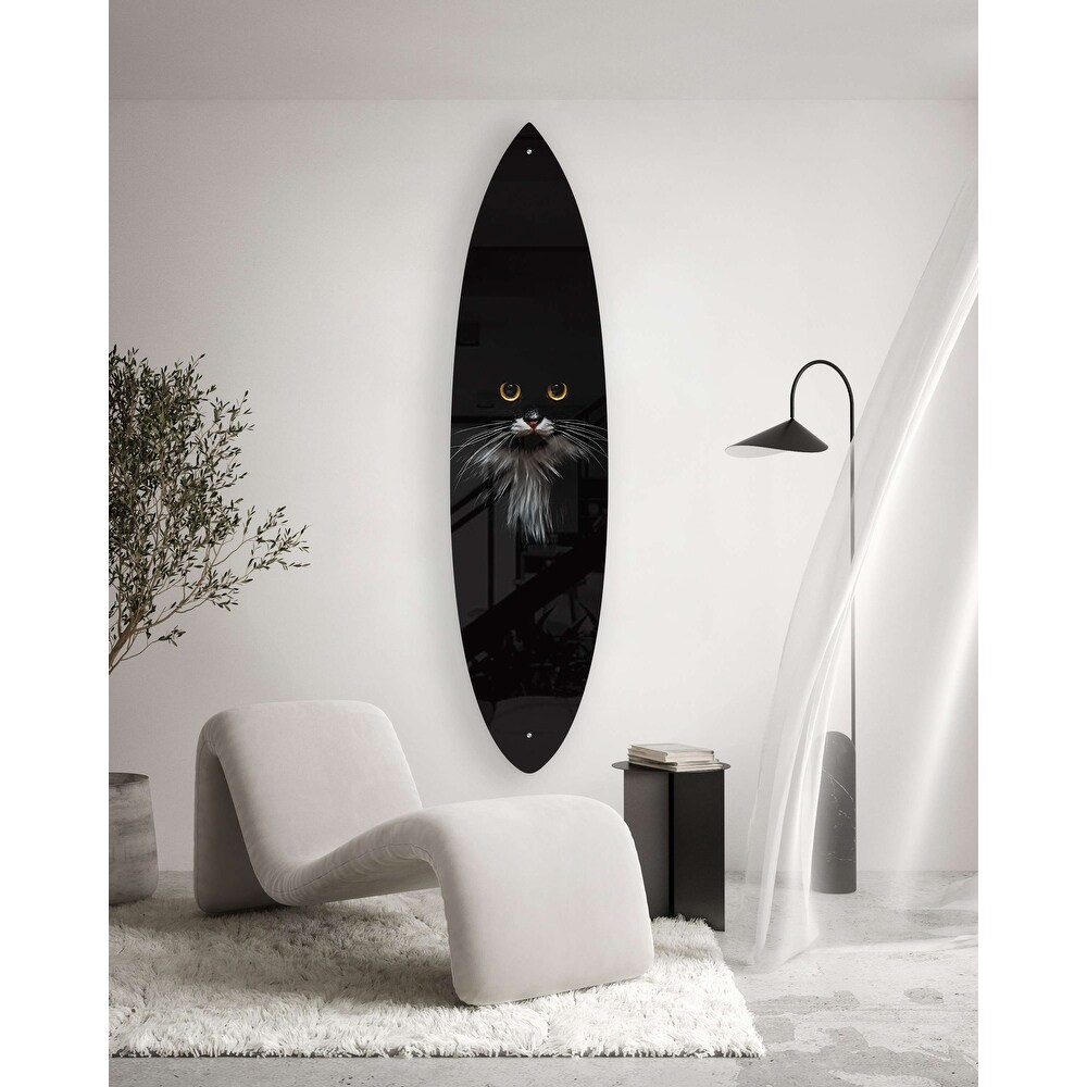 Black Cat Pattern Acrylic Surfboard Wall Art