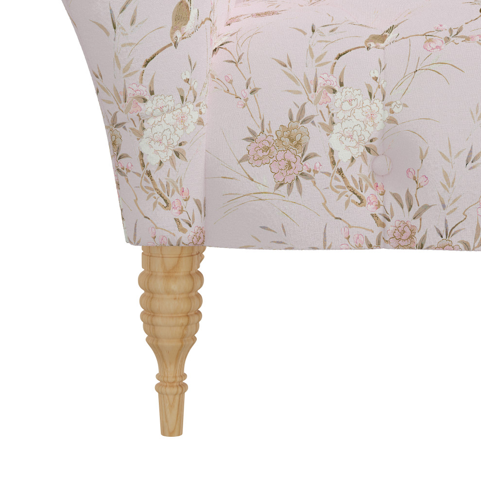 Rachel Ashwell Chaise  Sc Bird Chinoiserie Pink   Traditional   Indoor Chaise Lounge Chairs   by Skyline Furniture Mfg Inc  Houzz