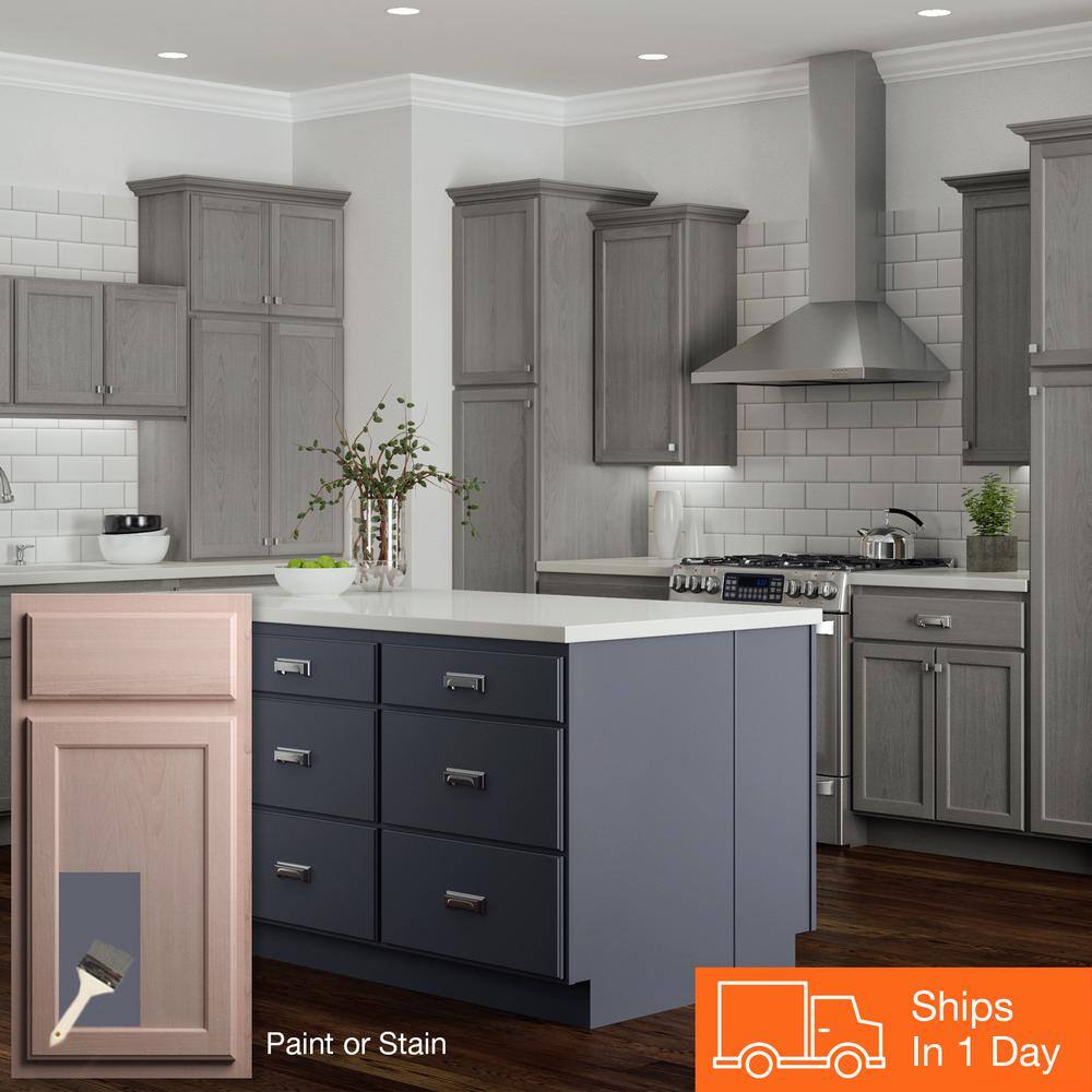 Hampton Bay Hampton 24 in. W x 12 in. D x x 30 in. H Assembled Unfinished Diagonal Corner Wall Kitchen Cabinet KWD2430-UF