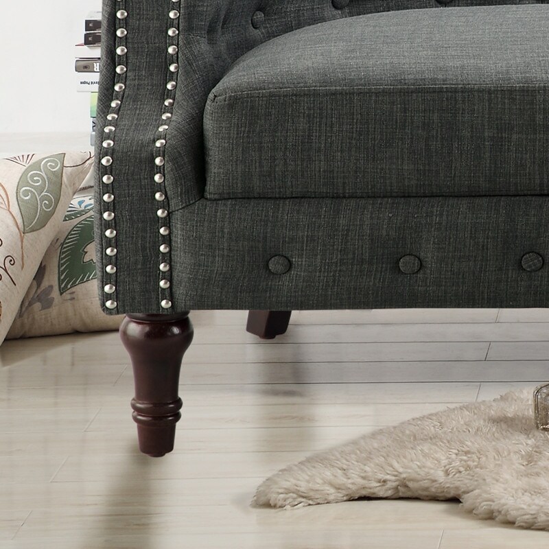 Rosevera Three Piece Living Room Tufted Sofa Set  Chesterfield