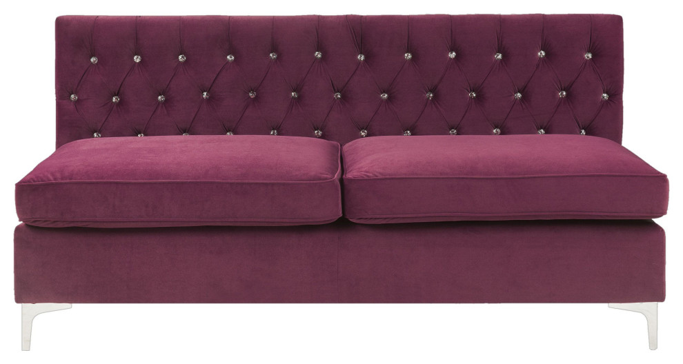 Modular Armless Sofa  Burgundy Velvet   Contemporary   Sofas   by Acme Furniture  Houzz