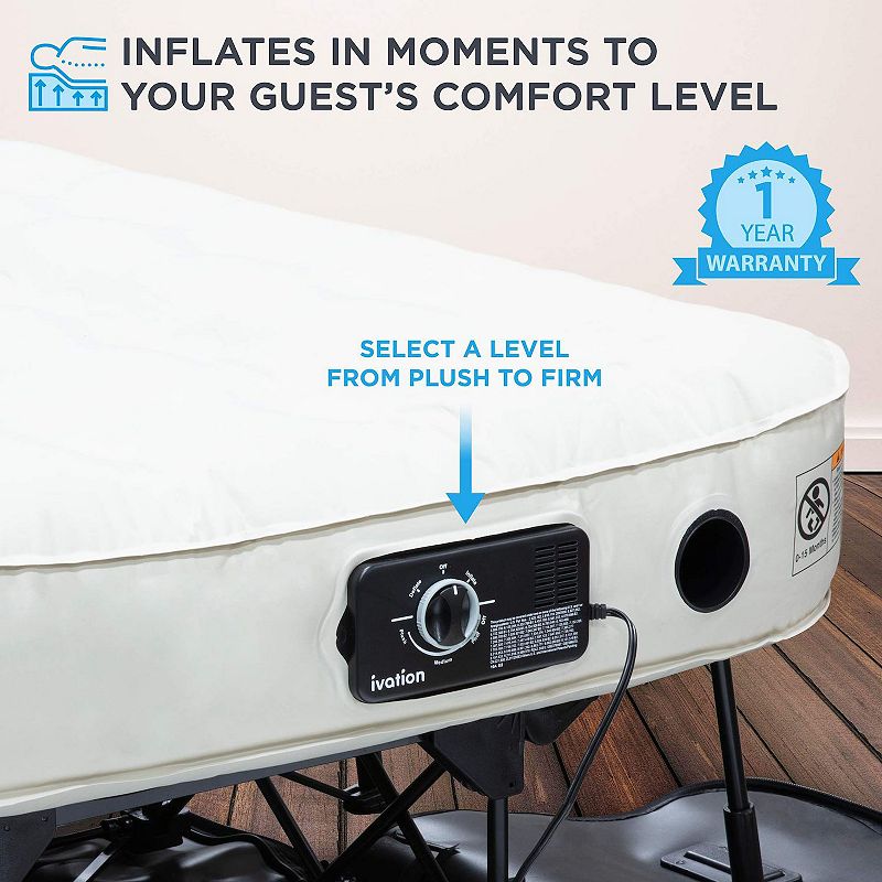 Ivation EZ-Bed， Twin Air Mattress with Built In Pump， Easy Inflatable Mattress