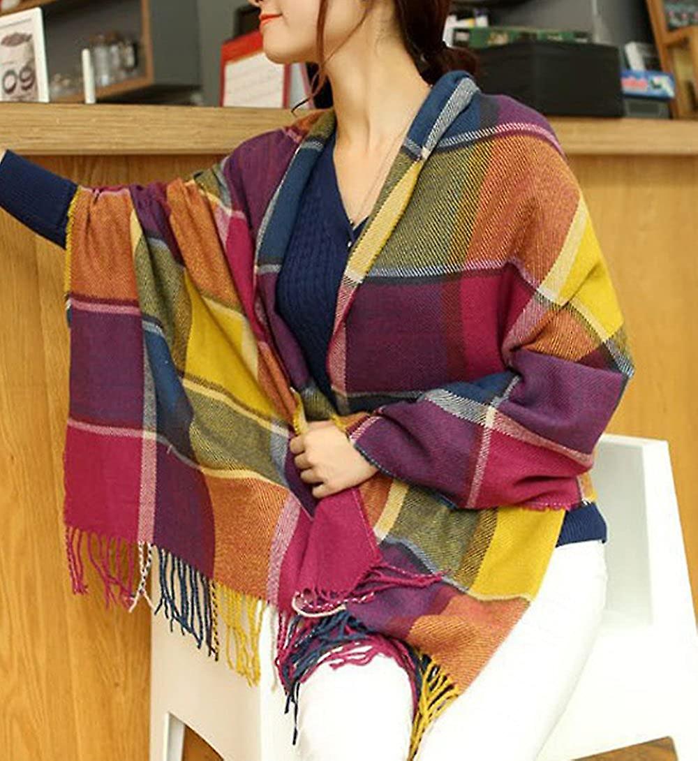 Women's Fashion Long Shawl Big Grid Winter Warm Lattice Large Scarf Colour -