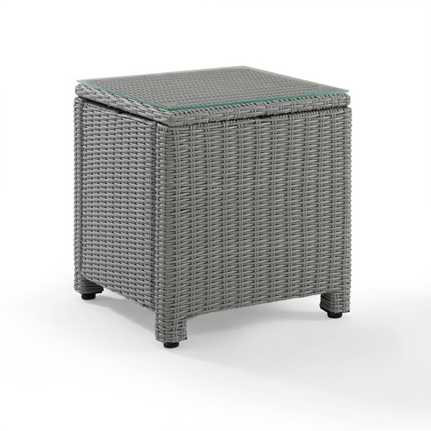 Bradenton Outdoor Wicker Side Table Gray Crosley