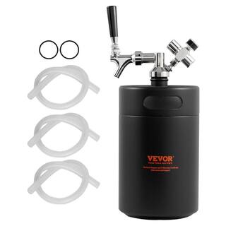 VEVOR Beer Growler Tap System 170 oz. 5L Mini Keg 304 Stainless Steel Pressurized Beer Growler with Pressure Display MNPJTHSY170OZOM8VV0