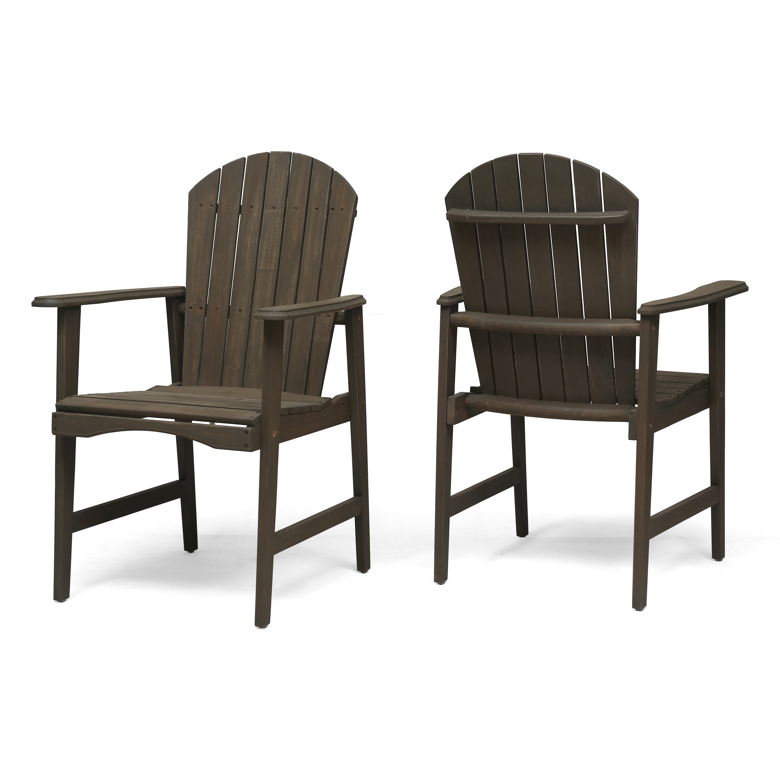 GDF Studio Cartagena Outdoor Acacia Wood Adirondack Dining Chairs, Set of 2, Gray