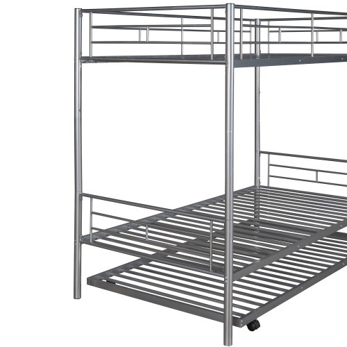 Twin Over Twin Metal Bunk Bed with Trundle  Can be...