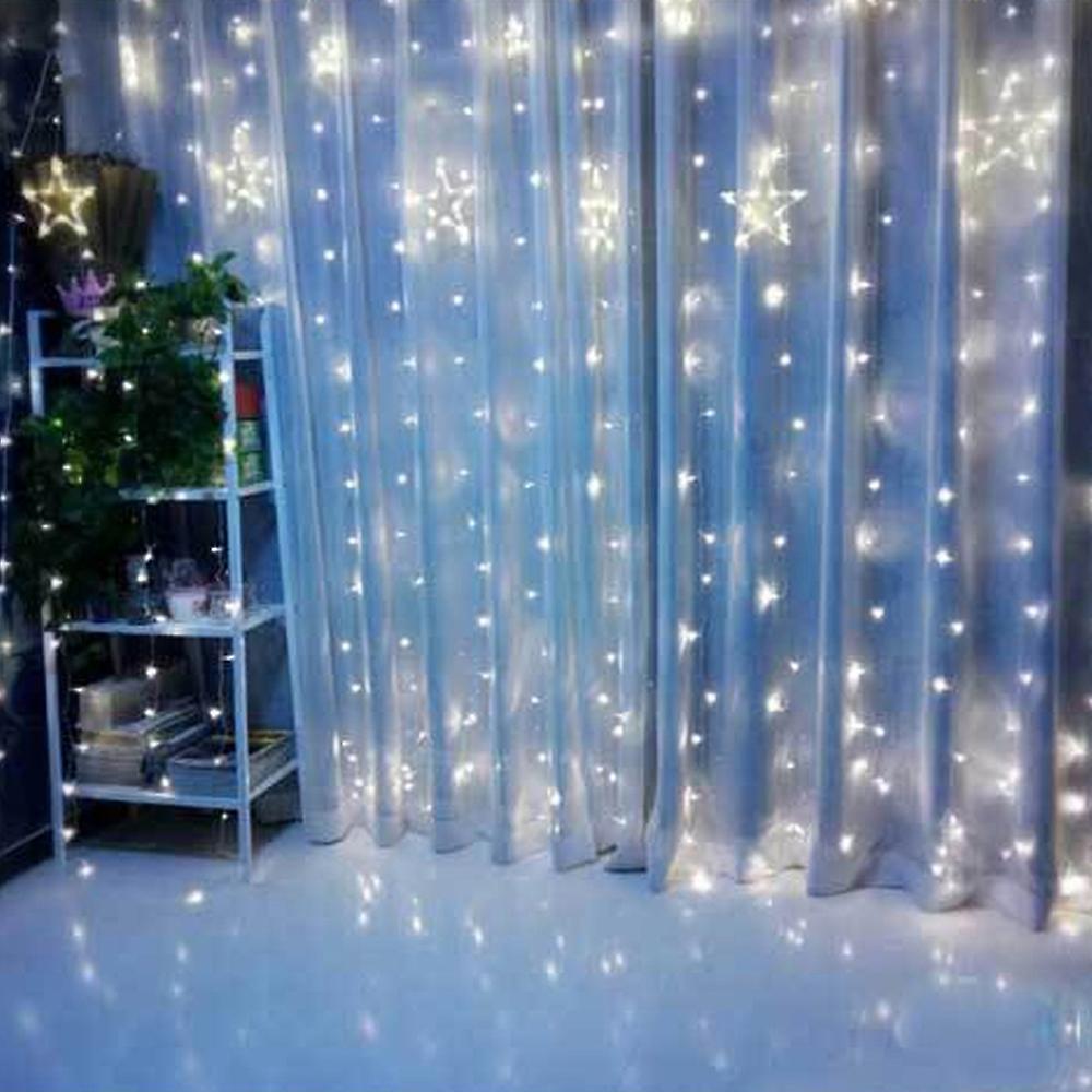 Linkable Led Window Curtain Lights Fairy Party Home Indoor Decoration Lamp Christmas Wedding Bar Holiday Charging No.276264