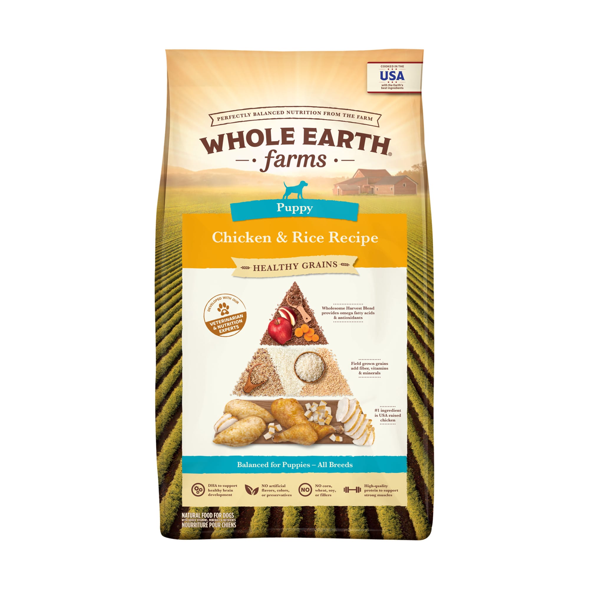 Whole Earth Farms Healthy Grains Chicken and Rice Recipe Dry Puppy Food， 25 lbs.