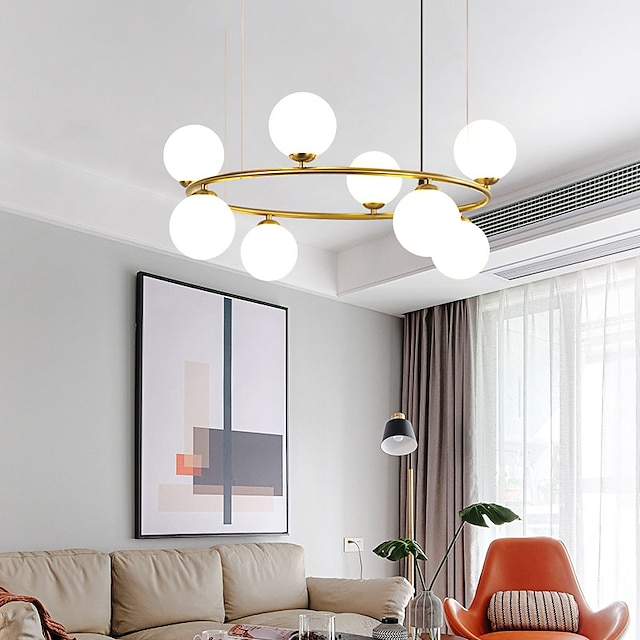 LED Pendant Light 4/6/8-Lights Globe Design Geometric Shapes Flush Mount Lights Metal Sputnik Linear Geometrical Painted Finishes Contemporary Chandeliers 110-240V LED Light Source Included