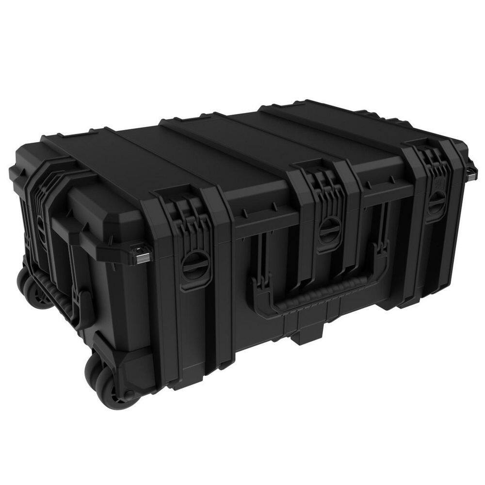 Seahorse 31.9 in. L x 21.1 in. W x 13.2 in. H Black Large Rolling Watertight Tool Case with Foam SE1235FBK