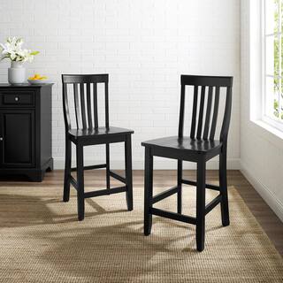 CROSLEY FURNITURE 24 in. Black School House Bar Stool (Set of 2) CF500324-BK