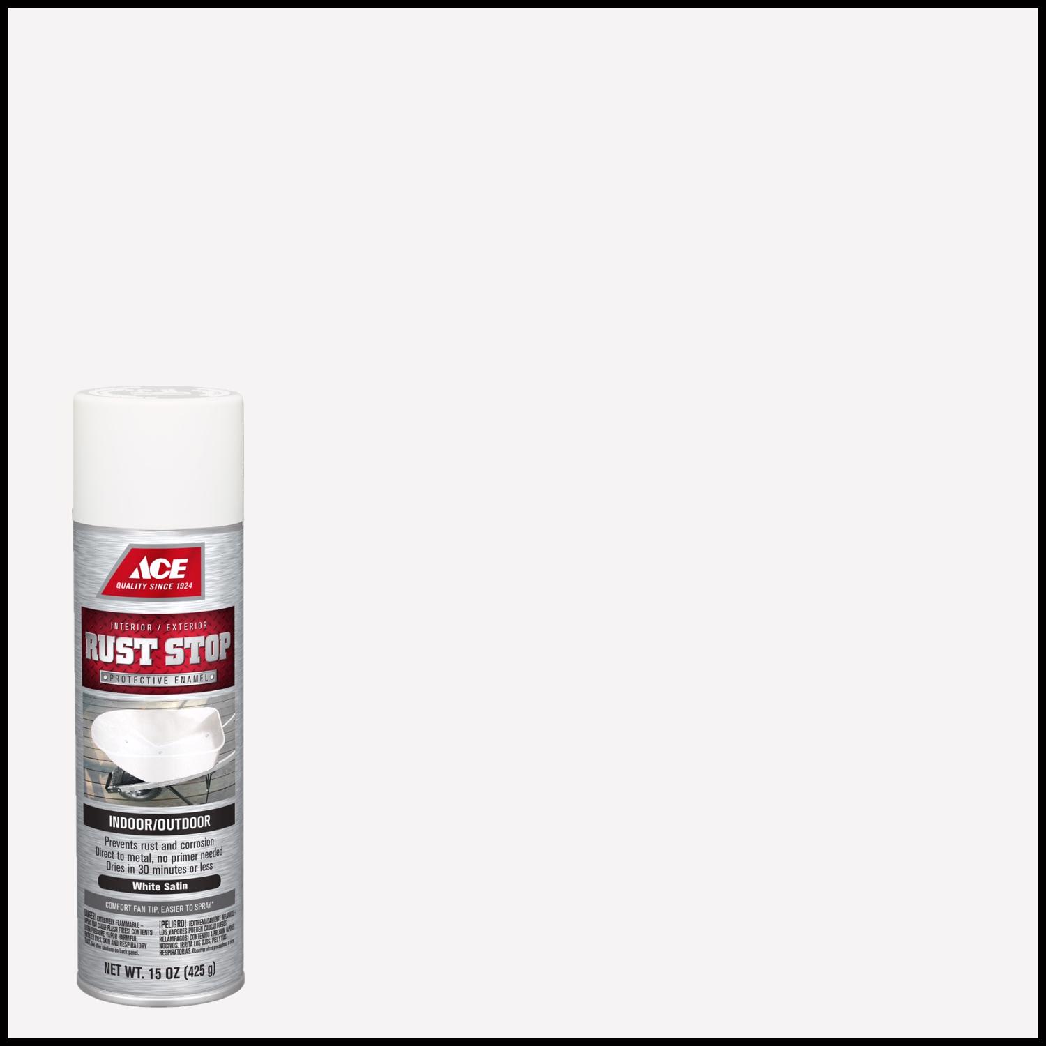 Ace Rust Stop Satin White Protective Enamel Spray Paint 15 oz