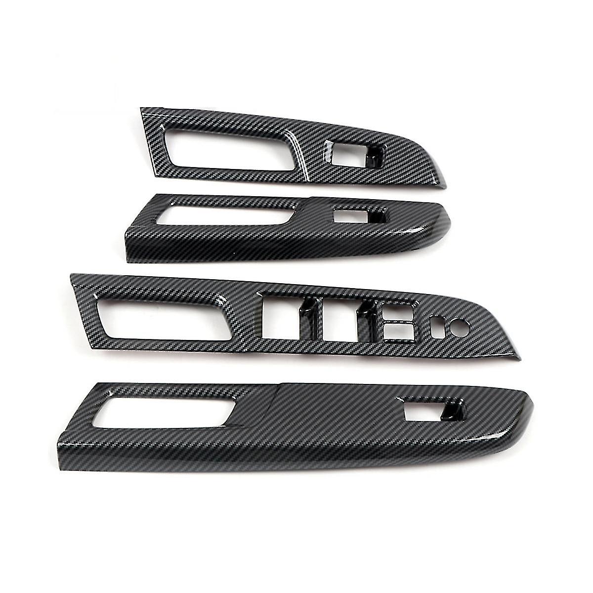 Car Carbon Fiber Window Glass Lift Button Trim Switch Cover Door Armrest Panel For / 2015-2020 Rhd