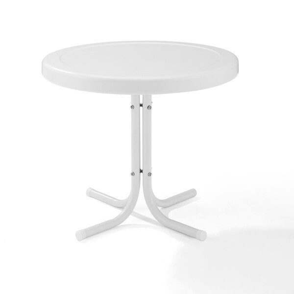 Crosley Retro Metal Side Table In Alabaster White