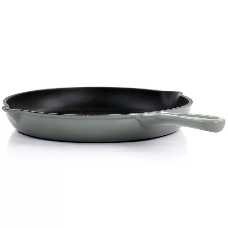 MegaChef Pro Round 10.25 Inch Enameled Cast Iron Skillet in Gray