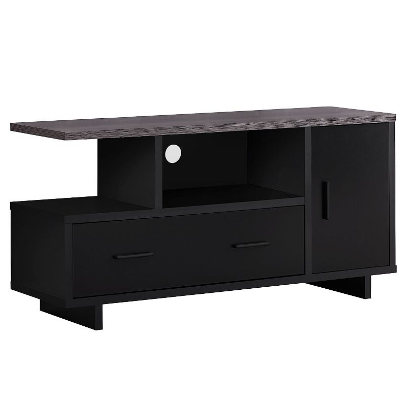 47.25 Gray and Black Contemporary Rectangular TV Stand with Drawers