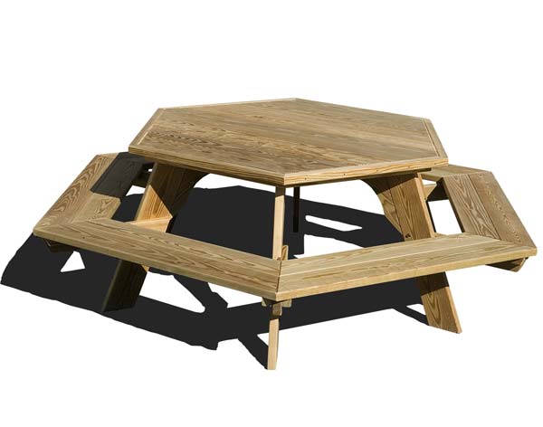 Treated Pine Hexagon Picnic Table