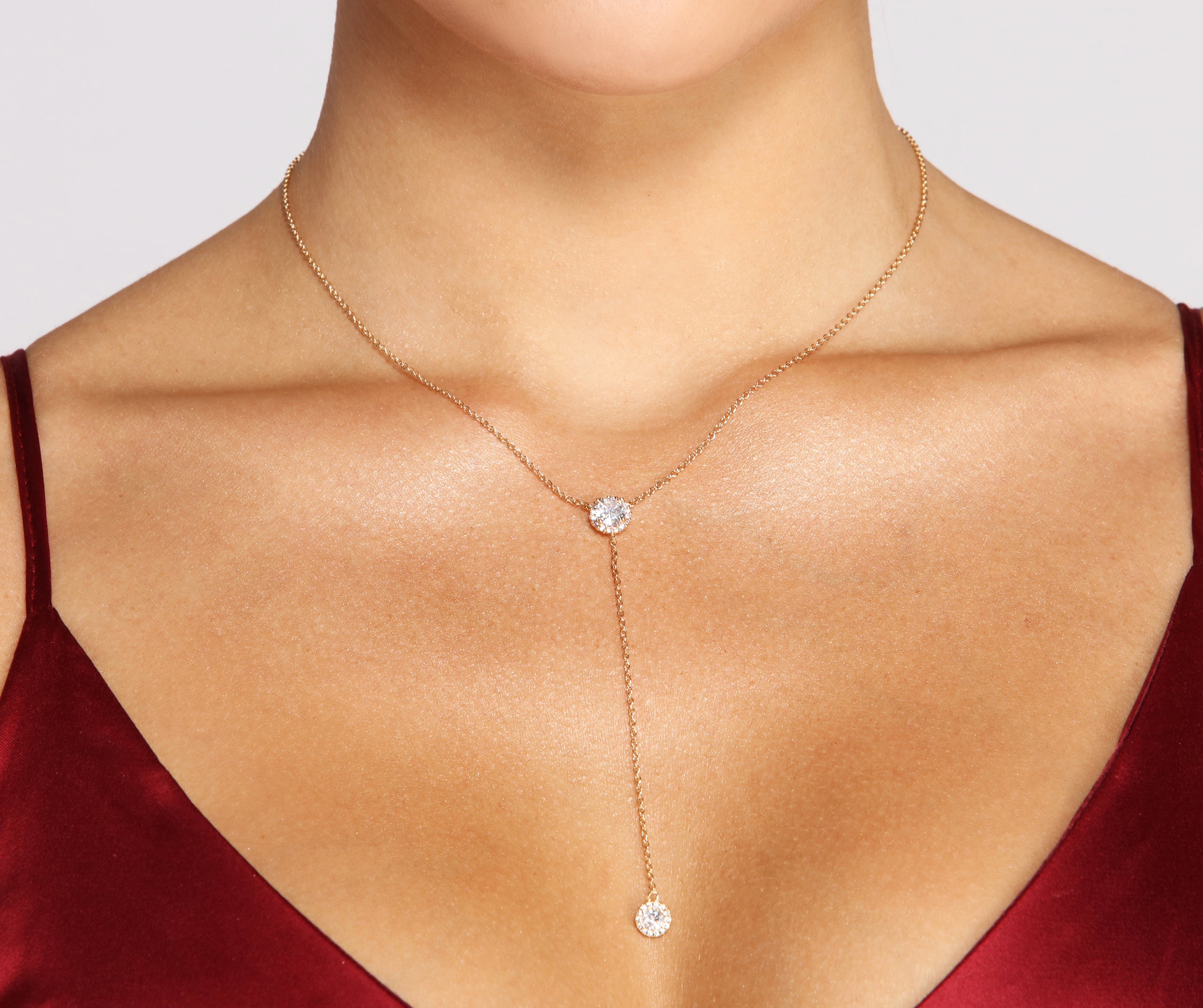 Dainty Cubic Zirconia Lariat Necklace