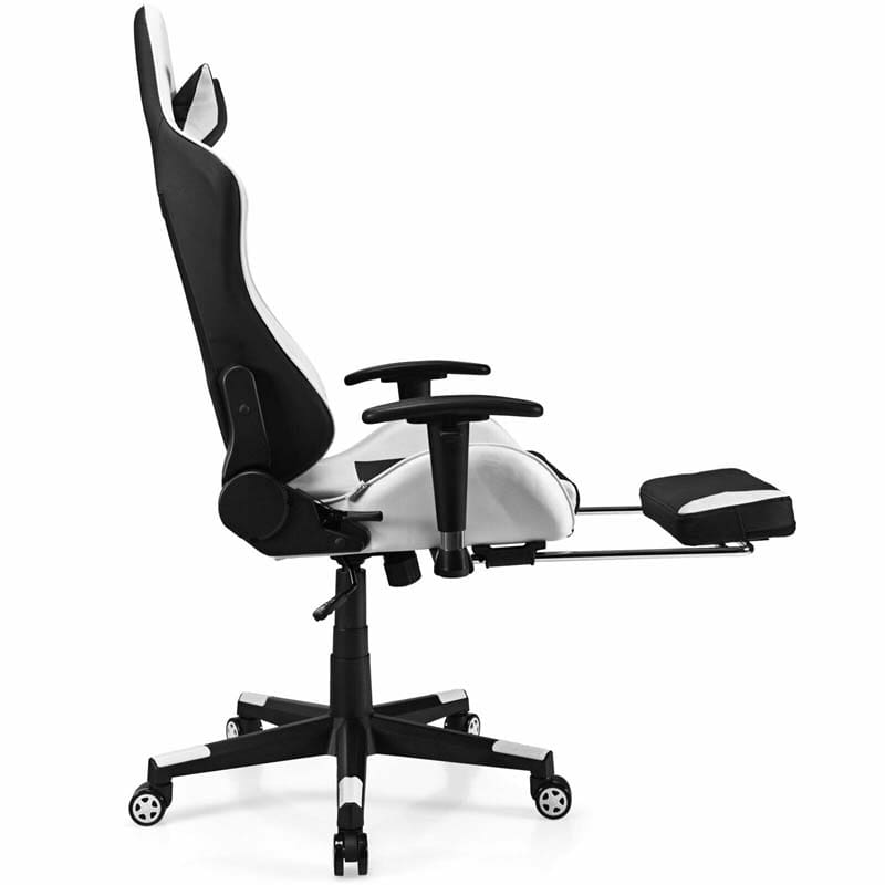 High Back E-Sport Massage Gaming Chair with Footrest & Headrest, Ergonomic PU Leather Gaming Seat, Video Game Chair Computer Chair