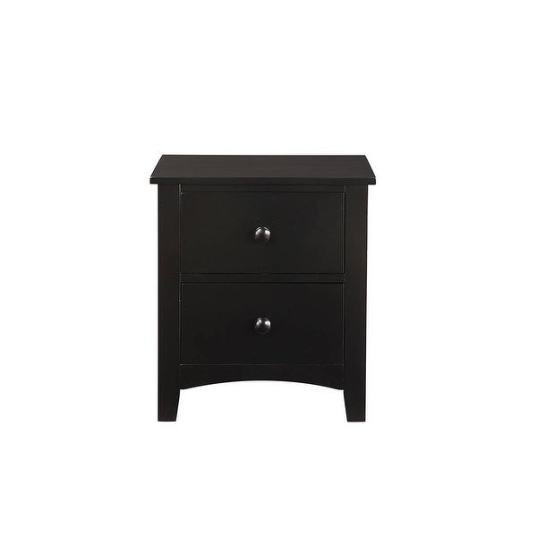 Black Finish Nightstand 2-Drawers - - 35901716