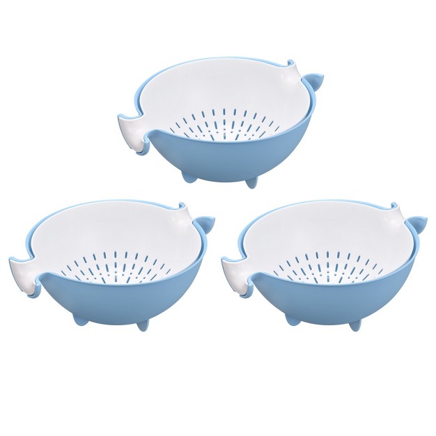 Unique Bargains Kitchen Strainer Colander Plastic Food Strainer With Dual Handles Washing Drain Basket