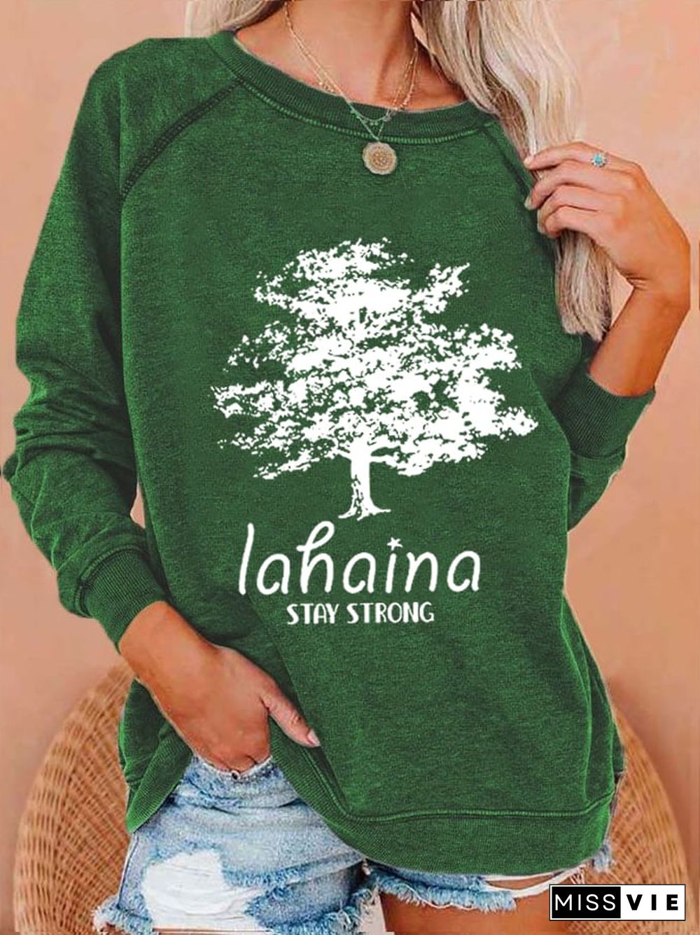 Women's Lahaina Strong Hawaii Tree of Life Aug 8 Print Sweatshirt