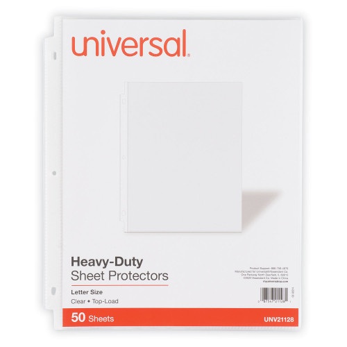 Universal Top-Load Poly Sheet Protectors， Heavy Gauge， Clear， 50/Pack (21128)