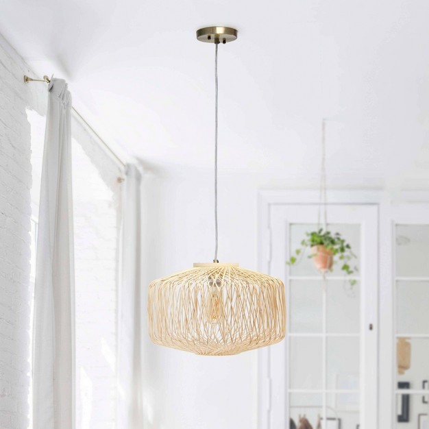 Circular Rattan Pendant Light Beige Lalia Home