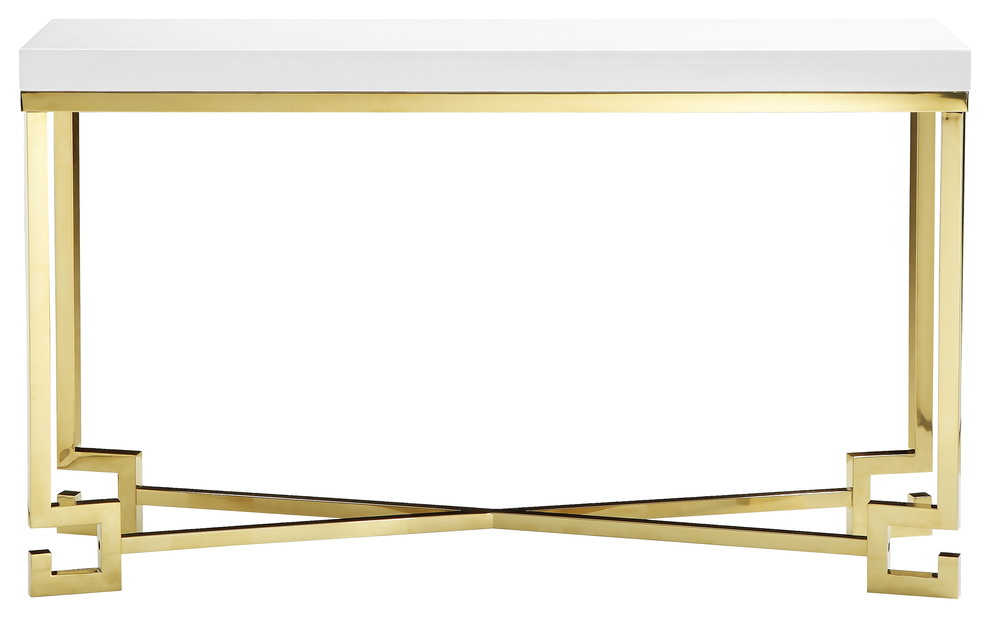 Sophia Console  White Lacquer and Gold   Contemporary   Console Tables   by Pangea Home  Houzz